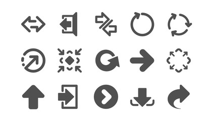 Arrow icons. Download, Synchronize and Share. Navigation classic icon set. Quality set. Vector