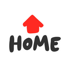 Home. Sticker for social media content. Vector hand drawn illustration design. 