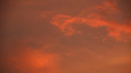 The orange dusk sky with a slight lay of white, gives the impression of a unique fantasy