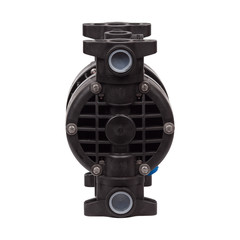 New black plastic double diaphragm pump isolated on white background.