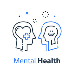 Human head profile, cognitive psychology or psychotherapy concept, mental health