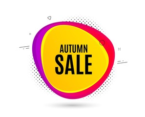Autumn Sale. Banner text shape. Special offer price sign. Advertising Discounts symbol. Geometric vector banner. Autumn sale text. Gradient shape badge. Halftone pattern. Vector