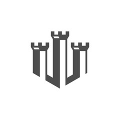 Castle logo design Vector Template. Abstract. Isolated building on white background, illustration