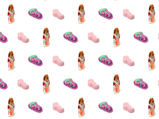 Sinterklaas sweets, candy background, Santa Claus pattern , chocolate figurines. pattern on a white isolated, background. Flat lay. cheerful, winter, postcard, wallpaper, wrapping paper. Trendy