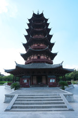 Naklejka premium Suzhou,China-September 17, 2019: Ruiguang Tower in Nan Men, Suzhou, China