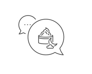 Night face cream line icon. Chat bubble design. Skin care sign. Cosmetic lotion symbol. Outline concept. Thin line night cream icon. Vector