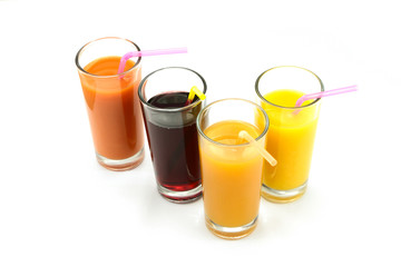glass of fruit juice, orange, grape, tropical, guava