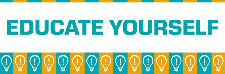 Educate Yourself Turquoise Yellow Boxes Bulbs Horizontal 