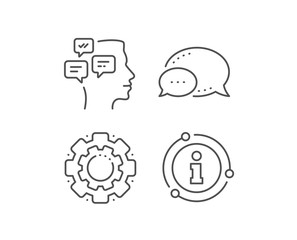 Chat Messages line icon. Chat bubble, info sign elements. Conversation sign. Communication speech bubbles symbol. Linear messages outline icon. Information bubble. Vector