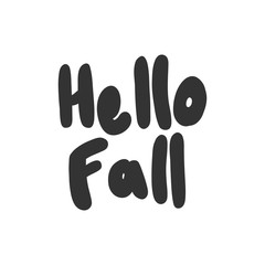 Hello Fall. Sticker for social media content. Vector hand drawn illustration design. 