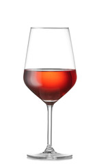 Glass of tasty wine on white background