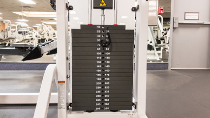 Weight Stack on Fitness Equipment in a Gym