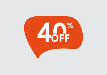 Sale sticker. 40 percent price off discount label or tag. Promo badge for advertising design. Vector illustration.