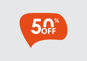 Sale sticker. 50 percent price off discount label or tag. Promo badge for advertising design. Vector illustration.