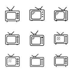 Tv icon outline television line old retro  tv symbol vector image