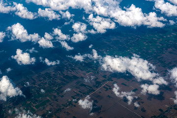 landscape look down from the airplane look see the sky and cloud beautiful beautiful in the morning appropriate the background , idea copy space