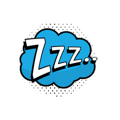 Lettering Zzz, sleep, dream. Comic text sound effects. Vector bubble icon speech phrase, cartoon exclusive font label tag expression, sounds illustration.