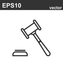 judicial gavel icon. Law and judgement line icon. Vector object