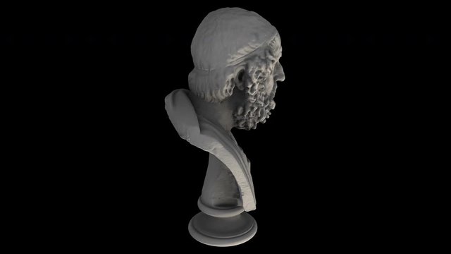 Bust of homer - rotation loop - 3D model animation on a black background