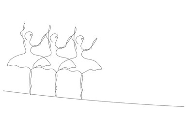 Ballet dancers continuous line drawing, vector illustration