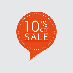 Sale sticker. 10 percent price off discount label or tag. Promo badge for advertising design. Vector illustration.