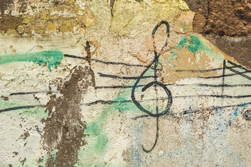 Treble Clef painted on the wall