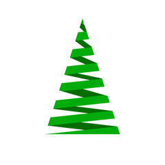 Beautiful green Christmas tree. Vector illustration on white background. flat design.