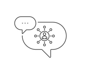 Business networking line icon. Chat bubble design. Teamwork or Human resources sign. Outline concept. Thin line networking icon. Vector
