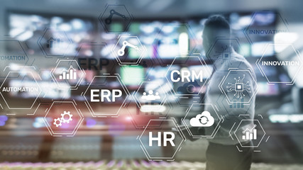 ERP, Business innovation concept on blurred background.