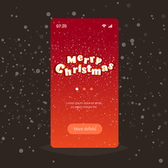 merry christmas happy new year poster winter holiday celebration concept smartphone screen online mobile app greeting card copy space vector illustration