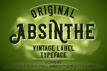 Vintage labe typeface named Original Absinthe. Unique and strong font for any label, logo, poster etc. - obrazy, fototapety, plakaty