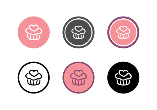 Muffin icon set, collection of cup cake logo, circle symbol design - Vector