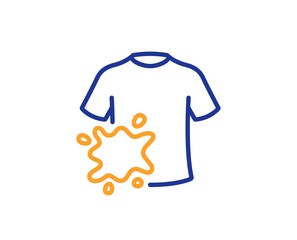 Laundry shirt sign. Dirty t-shirt line icon. Clothing cleaner symbol. Colorful outline concept. Blue and orange thin line dirty t-shirt icon. Vector