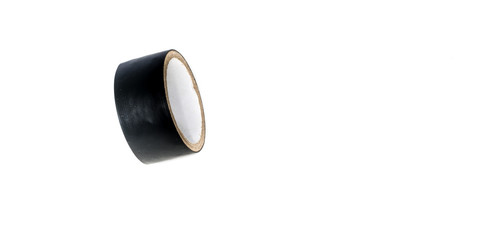 Black reinforced adhesive tape on white background