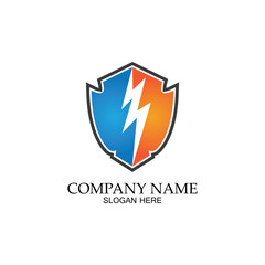 thunder shield vector logo template.this graphic suitable for electric business-vector