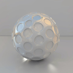 Silver material  ball with holes - 3d illustration