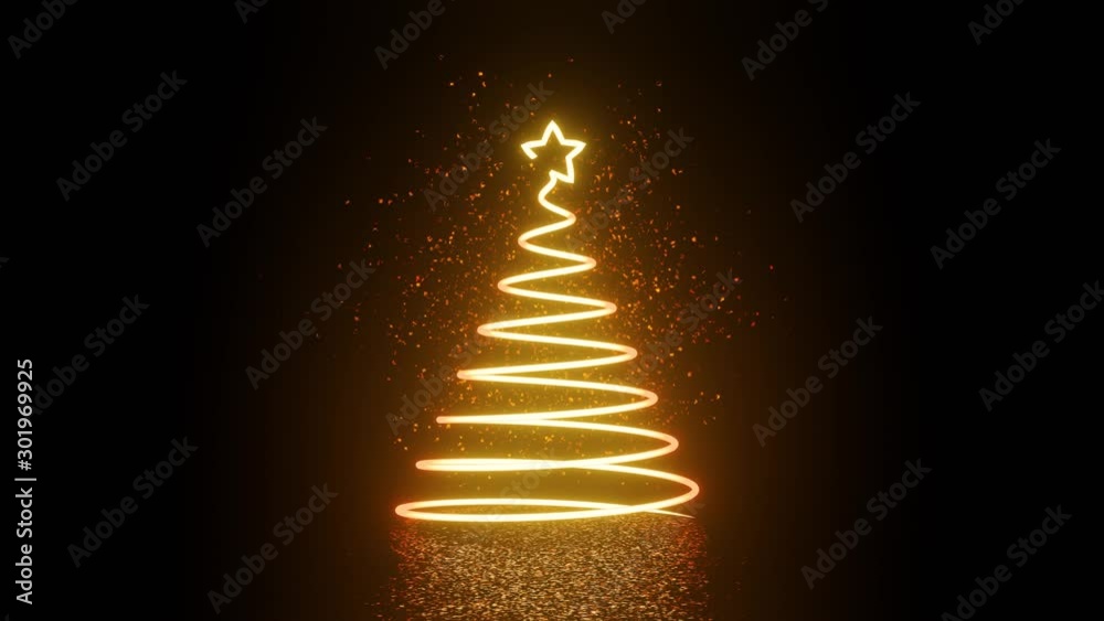 Canvas Prints sparkling bright line of light forming a stylized christmas tree with a star on a glitter background