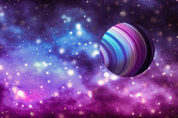Stars, planet and galaxy in cosmos universe, space and time travel science background