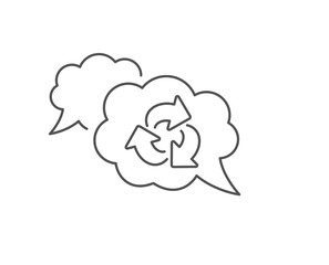 Recycle arrow line icon. Chat bubble design. Recycling waste symbol. Reduce and Reuse sign. Outline concept. Thin line recycle icon. Vector