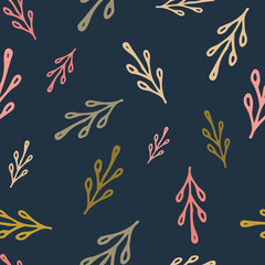 Colorful seamless floral pattern. Abstract print for fabric, wrapping paper and other surfaces. Twigs