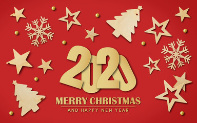 merry christmas and happy new year 2020 background with space for text