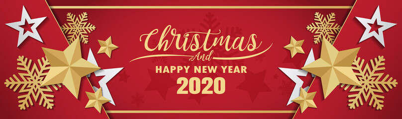 Obraz premium merry christmas and happy new year 2020 vector design