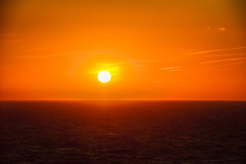 Fototapeta na wymiar Ibiza sunset from Cala Conta Comte in San Jose at Balearic Islands Spain.