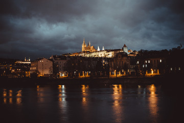 prague castle at night