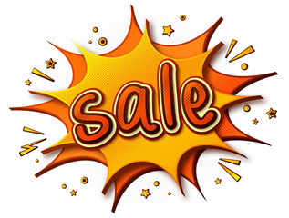 Sale. Comics banner. Cartoonish speech bubble
