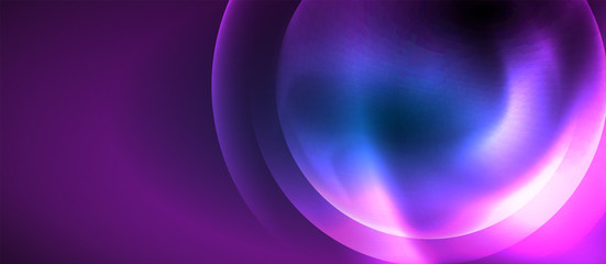 Blue neon bubbles and circles abstract background, futuristic magic techno design
