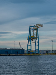 Obraz premium Port on Delaware river at sunset