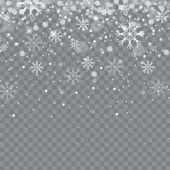 Falling snow isolated on background. Vector illustration