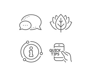 Quick tips on phone line icon. Chat bubble, info sign elements. Helpful tricks sign. Internet tutorials symbol. Linear education outline icon. Information bubble. Vector