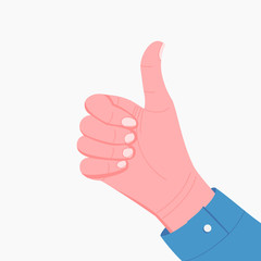 Human hand with thumb up. Gesture like, cool.